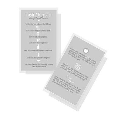 Lash Extension Aftercare Instructions Cards   50 Pack   Double Sided Size 3.5 x 2" inches After Care (2-3 Week Fillers)   Gray with White Design