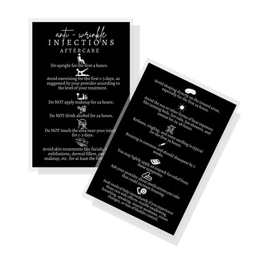 Anti-Wrinkle Injection Aftercare Card   30 Pack   Physical Printed 4x6&rdquo; inches Postcard Size   Black with White