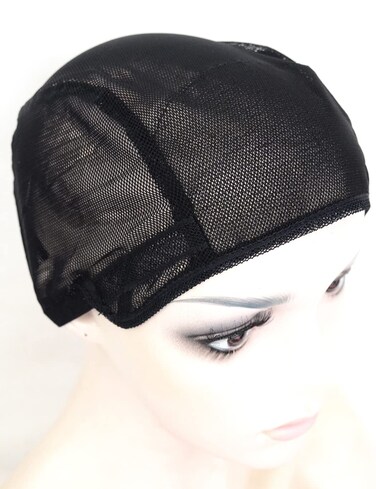 Mesh Wig Caps for Making Wigs 2 pcs Black Color Stretch Weaving Caps with Back Adjustable Straps For Women (Medium, Black Stretch Cap)