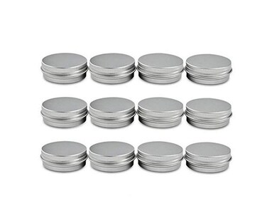 1 Oz 30 ML Gram Jar 12 pcs Silver Small Aluminum Tin Storage Jar Container Cosmetic Sample Metal Tins Empty Containers Round Pot Screw Cap Lid for Lip Balm Salve Make Up Eye Shadow Powder