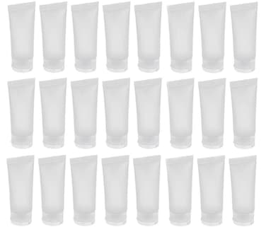 24Pcs 30ml (1oz) Empty Translucent Plastic Cosmetic Lotion Tubes Bottles Shampoo Facial Cleaning Bottles Makeup Sample Soft Container Tube Bottle Vial Jar Pot Case with Flip Lid