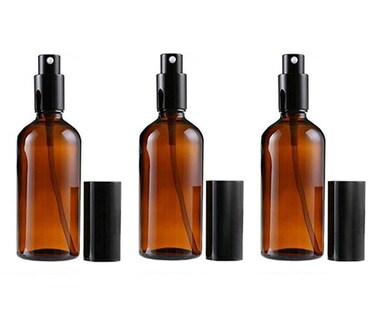 1oz（30ml） Refillable Amber Glass Spray Bottles Vials Aromatherapy cosmetic Liquid Water Perfume Essential Oil Sprayer Bottles with Black Lid Fine Mist Sprayers (Pack of 3)