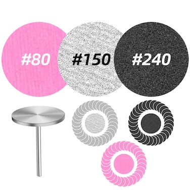 60 Pcs Sanding Discs with Metal Nail Drill Bit   3 Grits (#80/150/240) 25mm Replacement Sandpaper Pads for Electric Callus Remover, Nail Drill Machine, Manicure &amp; Pedicure Tools