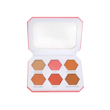 Profusion Cosmetics Merry Moments Winter Glow 6-Shade Palette, Bronzer, Blush and Highlighter Set for Natural Beauty Enhancement - Blendable Formula for Lit-From-Within Look