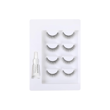 Profusion Cosmetics Frosted Snow Sparkle 4 Pair Luxe False Lash Set, Vegan and Cruelty Free Lightweight Lashes for Comfortable Wear Day or Night, Adhesive Set for Natural Eye Makeup Looks