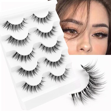 Veleasha Lashes 5D Faux Mink Lashes Fluffy False Eyelashes Volume Eye Lashes Wispy Fake Lashes Eyelashes Dramatic Look 7 Pairs Luxurious Handmade Fake Eyelashes Pack (5D01)