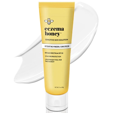 Eczema Honey Hydrating Mineral Sunscreen - Lightweight SPF 30 Sun Cream - Body &amp; Face Sunscreen for All Ages (1.7 Oz)