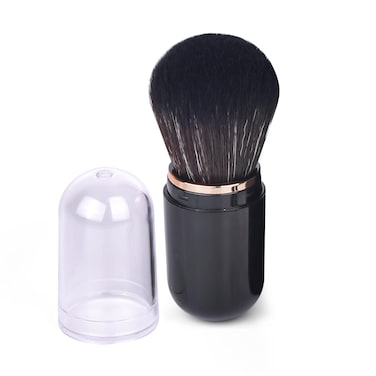 Retractable Kabuki Brush Travel Makeup Brush, Cute Capsule-shape Blush Brush, Foundation Brush, Suitable for Liquid Foundation, Pressed Powder, Contour Cream, Black