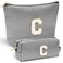 YOOLIFE Initial Personalized Preppy Makeup Bag - Monogrammed Birthday Gift for Women &amp; Girls - Mother's Day Gift - Black