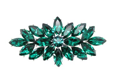 Faship Gorgeous Green Rhinestone Crystal Floral Hair Barrette Clip