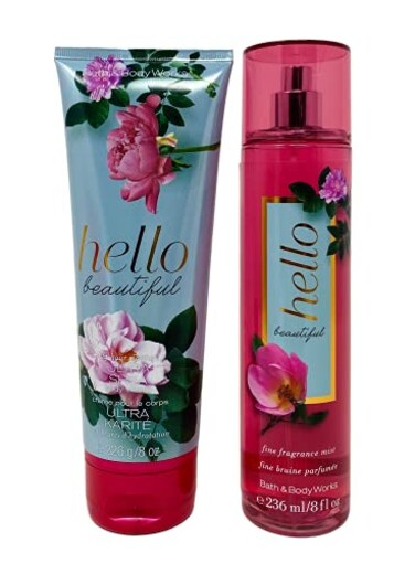 Bath &amp; Body Works Bath and Body Works - Hello Beautiful - Gift Set - Fine Fragrance Mist &amp; Body Cream - 2020 Full Size
