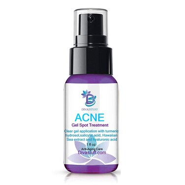 Diva Stuff,Acne Gel Care, Maximum Strength For Overnight Results,Goes On Clear, For Mild to Severe Acne, Salicylic Acid, Hawaiian Sea Extract,Hyaluronic Acid, Lactic Acid &amp; Turmeric