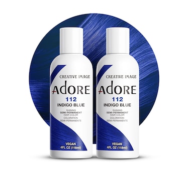 Adore Semi Permanent Hair Color - Vegan and Cruelty-Free Blue Hair Dye - 4 Fl Oz - 112 Indigo Blue (Pack of 2)