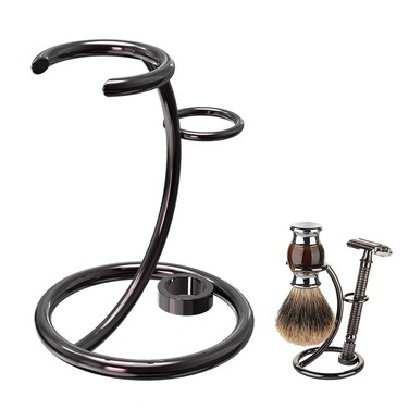 Linkidea Shower Shaving Brush Stand, Stainless Steel Safety Razor Holder, Comaptible with Vikings Blade Chieftain, Emperor Augustus Razor (Brushed Nickel)