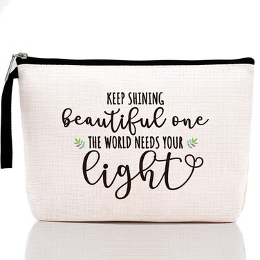 Hanamiya Na Inspirational Gifts for Women-Personalized Makeup Bag-Motivational Gifts for Women-Keep Shining Beautiful One The World Needs Your Light- Birthday Gifts for Women