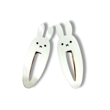 KOZUKI Cute Bunny Hair Clip, Pack of 2, Japanese Anime Style, Large, White, Female