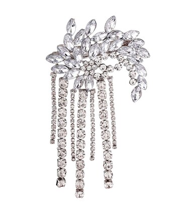 Suoirblss 1PC Women Lady Girls Rhinestones French Hair Barrette Hairclip Elegant Butterfly Tassels Hairpin Fancy Hair Accessories Spring Clips