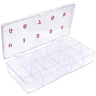 1p Empty Storage Box Case Container Compartment for Nail Art Tips - Clear, Modern, Rectangular, 6.9x3.4x1 Inch