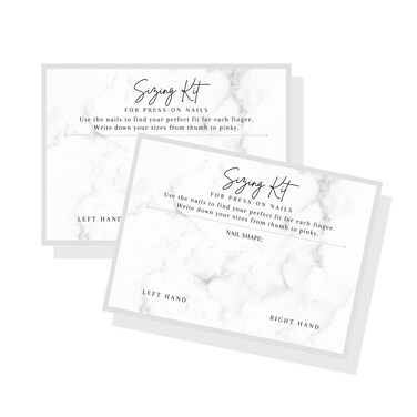 Press On Nail Sizing Card   30 Pack   5x7" inch Large Postcard  Press-On Nail Supplies   Press-On Nail Kit   Sizing Guide for Press-On Nails   Marble Design