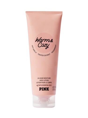 Victoria's Secret PINK Warm &amp; Cozy Fragrance Body Lotion, Notes of Vanilla, Coconut &amp; Passionfruit (8 oz)