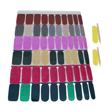 Full Nail Stickers Nail Wrap 6 Sheets 120 Nail Polish Wraps Glitter Self-Adhesive for Women Girls with 2 Nail Files (Glitter)