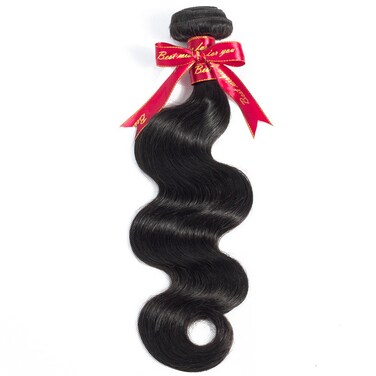Subella Virgin Brazilian Body Wave Human Hair 1 Bundle 7A Human Hair Weave Hair Extensions Natural Black Color (10 inch)