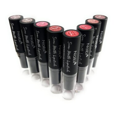 8 Colors Nabi Semi Matte Lipstick, Smooth Application and Won&rsquo;t Dry Out Lips (BROWN, REAL RED, PINK, ROSE, PEACH, WINE, CABARET, DARK RED)