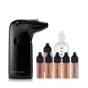 TEMPTU Air Intro Airbrush Makeup Kit: 9-Piece Set Includes Cordless Device, Refillable Makeup Cartridge, 3 Perfect Canvas Semi-Matte Foundations, Primer, Blush, Highlighter &amp; Cleaner