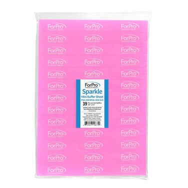 ForPro Professional Collection Sparkle Mini Buffer Sheet, Pre-Cut, Double-Sided Manicure &amp; Pedicure Nail Buffers, Pink 400/White 4000 Grit, 39-Count