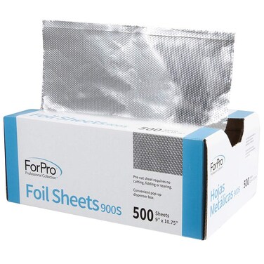 ForPro Professional Collection Embossed Foil Sheets 900S, Aluminum Foil, PopUp Dispenser for Hair Color Application and Highlighting, Food Safe, 9&rdquo; W x 10.75&rdquo; L, 500 Count