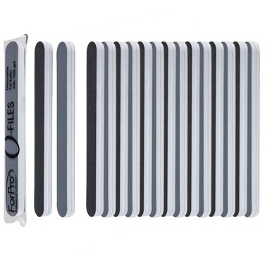 ForPro Professional Collection O-Files Fat Buffer, 240/1200 Grit, Double-Sided Manicure &amp; Pedicure Nail Buffer, Individually-Wrapped, Disposable Nail File, 6&rdquo; L x .75&rdquo; W, 50-Count