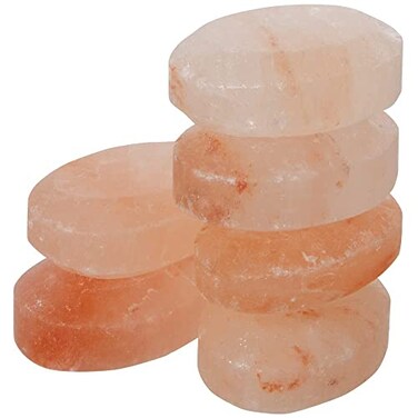 Flat Oval Massage Stone, Pink Crystal Hand-Carved Stone for Massage Therapy, Deodorant and Salt and Sugar Scrubs, 2.5&rdquo; W x 3.5&rdquo; L x 1&rdquo; D (Pack of 6)