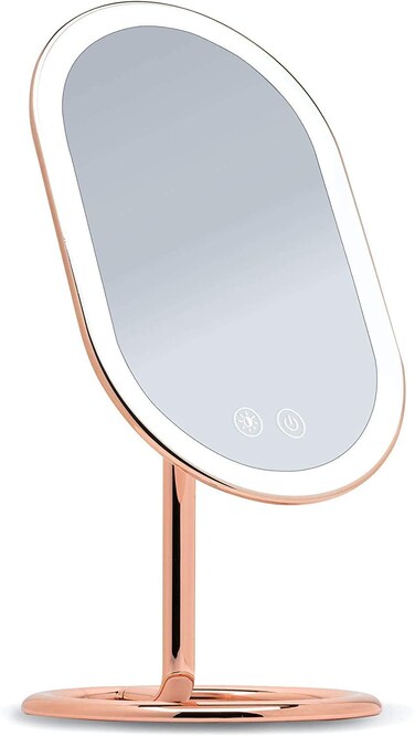 Fancii LED Lighted Vanity Makeup Mirror, Rechargeable - Cordless Illuminated Cosmetic Mirror with 3 Dimmable Light Settings, Dual Magnification - Vera (Rose Gold)