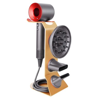 FLE Hair Dryer Stand Holder - New upgrade Protective Silicone Pad Design for Dyson Dryer and Compatible for All Dyson Supersonic Models,Metal Gold