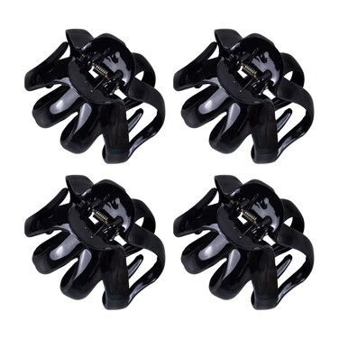 AUEAR, Octopus Clip Jaw Hair Claw Spider Hairpins for Thick (Black, 4 Pack, 3.15"x2.95")