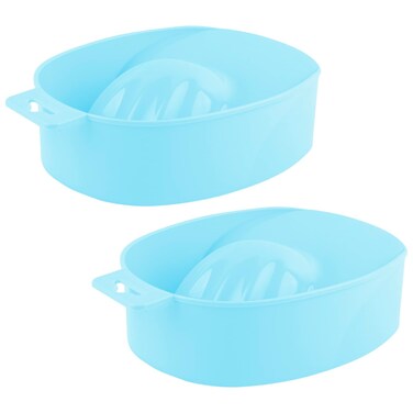 AUEAR, 2 Pack Manicure Bowls Nail Soaking Soak Off Tray Art Polishing Remover Hand Wash Spa Tool, Blue