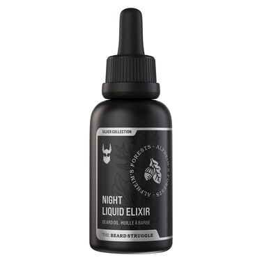 The Beard Struggle Night Liquid Elixir Beard Oil - Silver Collection - Alfheim's Forests - Softens, Moisturizing, &amp; Healthier Beard Growth - Vegan-Friendly Beard Growth Oil (1 Fl oz)