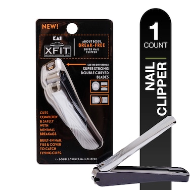 Kai About Body Xfit Break-Free Super Nail Clippers; 1 Double-Curved Nail Clipper; Nail Clippers for Men, Toenail &amp; Fingernail Clippers with Super Strong Blades for Thick Nails