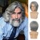 Mens Grey Wig Short Grey Wig Side Part Synthetic Hair Replacement Wig for Daily Party Costume Halloween