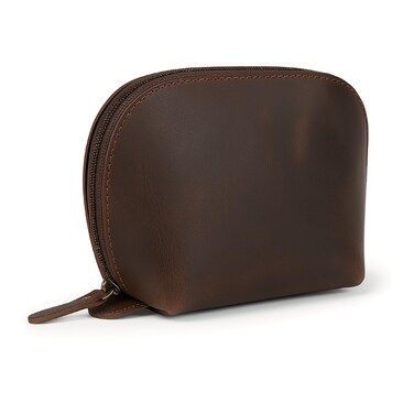 Leather Cosmetic Case Travel makeup Bag Leather Toiletry Bag Luxury Makeup Pouch Leather Cosmetic Pouch Makeup Essentials Organiser Pouch for Men and Women Brown
