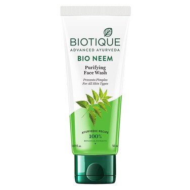 2 X Biotique Bio Neem Purifying Face Wash Fresh-foaming, 100% Soap-free Antibacterial Prevent Pimples Cleansing Gel (50ml X 2 Pack)