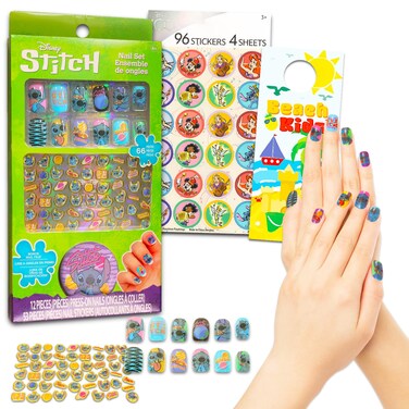 Stitch Nail Art Set - Bundle with Lilo and Stitch Nail Art Kit and Disney 100th Stickers for Party Supplies, Goodie Bags, and More