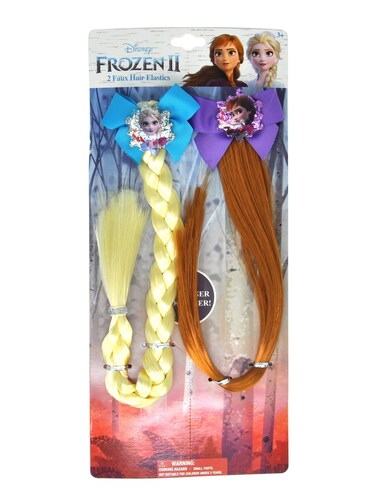 Disney Frozen II Girls Elsa &amp; Anna Faux Hair Clip Set (2-Pack)