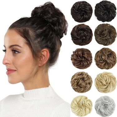 Rose bud Messy Bun Hair Pieces For Women Hair Bun Extension Updo Curly Messy Bun Scrunchie Light Brown