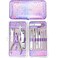ZIZZON Nail Clippers Kit Manicure Pedicure Set with Holographic Case(Purple)