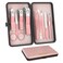 ZIZZON Travel Mini Manicure Set Nail Clipper Set 10 in 1 Stainless Steel Pedicure Care Grooming kit with Case Pink