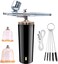 Mini Airbrush kit with Air pressor, Spray Gun Kit, 3 ages, rdless Portable Handheld, Rechargeable, for Make Up, Cake Der, Model Spraying, loring, Nail Art, Manicure, Tattoo, Black