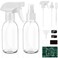 Glass Spray Bottles 4 OZ, Empty Small Spray Bottles 2 Pack for Essential Oils, Cleaning Solutions, Plants, Hair Mister, withDurable Nozzle, Labels, Funnel, Pipettes Clear