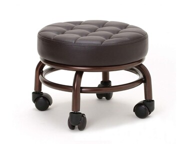 Elitzia Pedicure Foot Stool Beauty Salon SPA Foot Bath Footstool Two Color Optional Thick Support Seat Quality Wheels ET28499（Dark Brown）