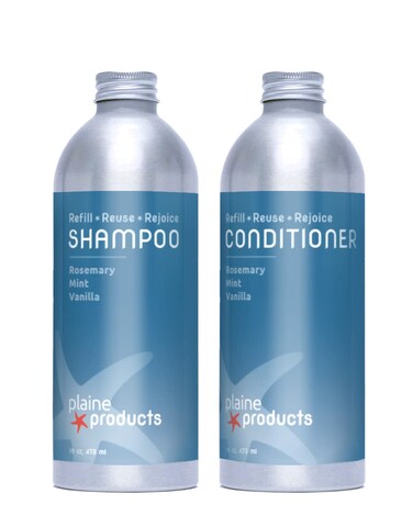 Plaine Products Eco-Friendly Shampoo and Conditioner - Rosemary, Mint, Vanilla - Sulfate &amp; Paraben Free, 16oz Refill Bottles